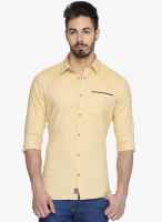 DERBY JEANS COMMUNITY Yellow Solid Slim Fit Casual Shirt