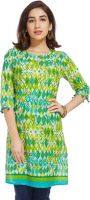 Enah Printed Women's A-line Kurta(Green)