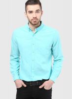 Fame Forever By Lifestyle Aqua Blue Slim Fit Casual Shirt