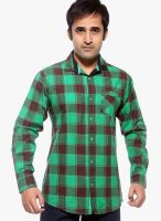 Fifty Two Green Check Regular Fit Casual Shirt