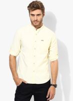 Flying Machine Yellow Solid Slim Fit Casual Shirt