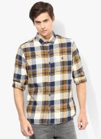 Forca By Lifestyle Brown Checks Slim Fit Casual Shirt