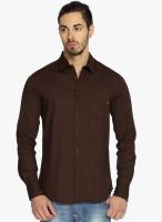 Freehand Coffee Solid Slim Fit Casual Shirt