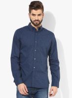 French Connection Blue Printed Slim Fit Casual Shirt