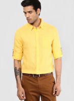 Giordano Yellow Linen Slim Fit Casual Shirt