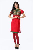 Glam & Luxe Casual Solid Women's Kurti(Red)