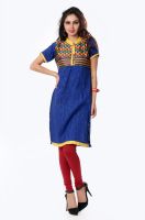 Glam & Luxe Casual Solid Women's Kurti(Blue)