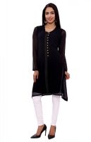 GMI Casual Solid Women's Kurti(Black)