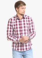 HW Maroon Checked Regular Fit Casual Shirt