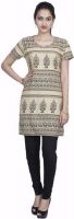 Hakashi Casual Printed Women's Kurti(Beige, Black)