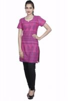 Hakashi Casual Printed Women's Kurti(Pink, Blue)