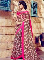 Inddus Pink Printed Saree