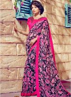 Inddus Pink Printed Saree