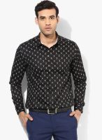 Independence Black Printed Slim Fit Casual Shirt