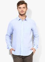 Indian Terrain Light Blue Solid Slim Fit Casual Shirt