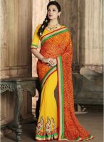 Indian Women By Bahubali Red Embroidered Saree