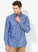 Izod Blue Solid Slim Fit Casual Shirt