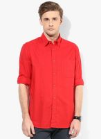 Izod Red Solid Slim Fit Casual Shirt