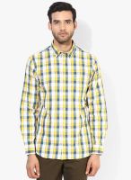 Izod Yellow Checks Slim Fit Casual Shirt
