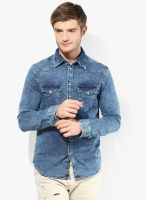 Jack & Jones Blue Solid Slim Fit Casual Shirt