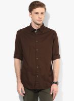 Jack & Jones Brown Slim Fit Casual Shirt