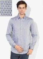 Jack & Jones Grey Printed Slim Fit Casual Shirt