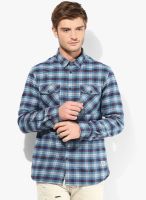 Jack & Jones Navy Blue Checked Slim Fit Casual Shirt