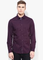Jack & Jones Purple Solid Slim Fit Casual Shirt