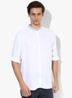 Jack & Jones White Solid Slim Fit Casual Shirt