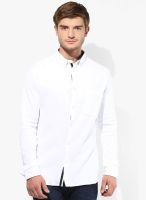 Jack & Jones White Solid Slim Fit Casual Shirt