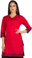 Jaipur Kurti Casual, Formal Self Design Women's Kurti(Red)