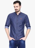 Jogur Blue Solid Slim Fit Casual Shirt