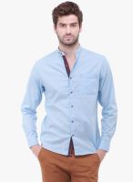 Jogur Light Blue Solid Slim Fit Casual Shirt