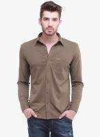 Jogur Olive Solid Slim Fit Casual Shirt