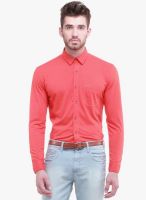 Jogur Orange Solid Slim Fit Casual Shirt