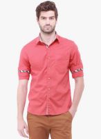 Jogur Pink Solid Slim Fit Casual Shirt