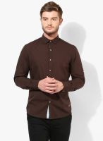 John Players Coffee Solid Slim Fit Casual Shirt