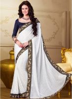 Kalista Fashions White Embroidered Saree
