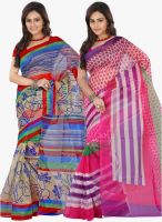 Lookslady Multicoloured Printed Sarees