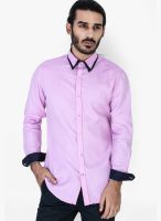Mr Button Lavender Slim Fit Casual Shirt