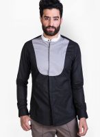 Mr Button Solid Black Casual Shirt