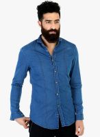 Mr Button Solid Blue Shirts