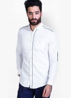 Mr Button Solid White Casual Shirt