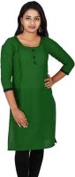 mReach Casual Solid Women's Kurti(Dark Green, Black)