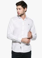 Mufti White Solid Regular Fit Casual Shirt