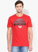 Nike As Air Open Red Round Neck T-Shirt