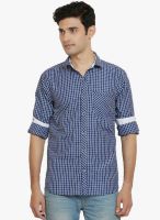 Orange Valley Blue Checked Slim Fit Casual Shirt