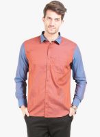 Orange Valley Orange Solid Slim Fit Casual Shirt