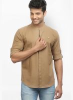 Orange Valley Solid Brown Casual Shirt