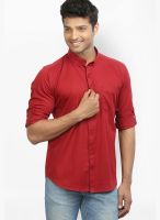 Orange Valley Solid Red Casual Shirt